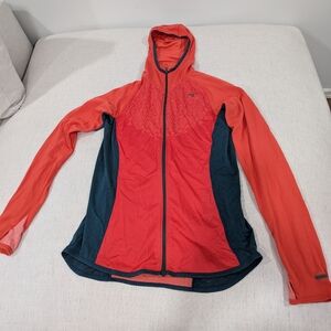 Mizuno Light Zip Up Hoodie - Peachy Pink/Dark Turquoise - Medium